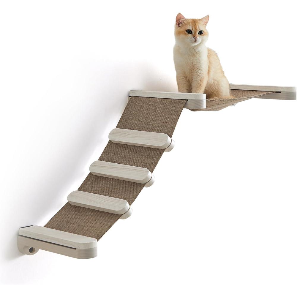 Feandrea Clickat Collection – No.002 Cat Climbing Hammock, Extremely Quick Assembly, Unlimited Expandability, Replaceable Washable Fabric, Wall-Mounted Cat Hammock Bed with Stairs