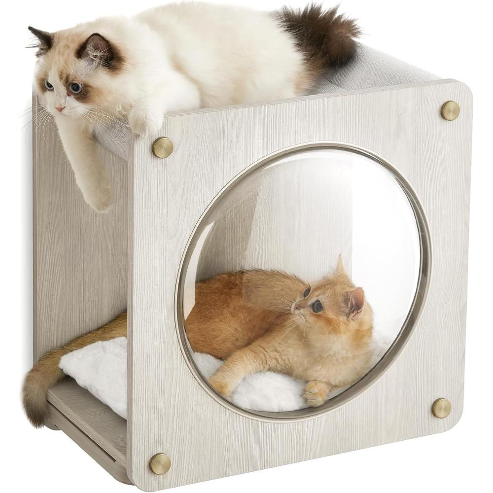 Feandrea Clickat Collection – No.010 Cat Cave, Cat Wall Condo House with Hammock, Observation Window, Extremely Quick Assembly, Unlimited Expandability, Replaceable Module and Cushion
