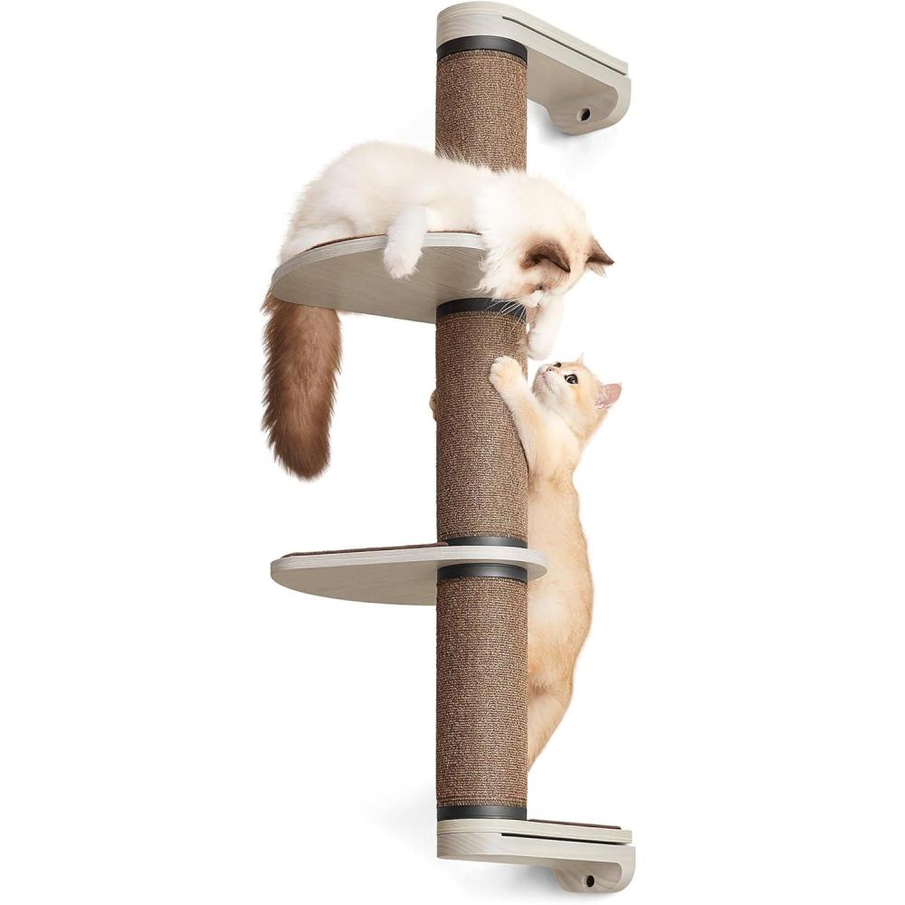 Feandrea Clickat Collection – No.006 Cat Tree Scratching Post, 39.7-Inch Tall Thicker Wall Mounted Cat Scratcher Posts, 2 Cats Perch Platform, Easy Assembly, Suit for Multi Cats Climb Play Nap Scratch